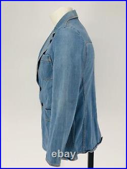 Vintage 1970's Denim Blazer Jean Jacket Mens Blue XL Large Lapels Brittania