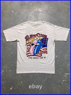 Vintage 1989 Rolling Stones Steel Wheels Tour T Shirt Size Large