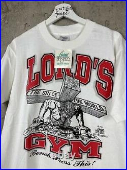 Vintage 1990 Lords Gym Jesus Christian Religious Promo Tee Shirt Size Large