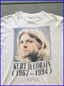 Vintage 1994 Kurt Cobain Death Memorial Band Tour Nirvana T-Shirt 90s Lg