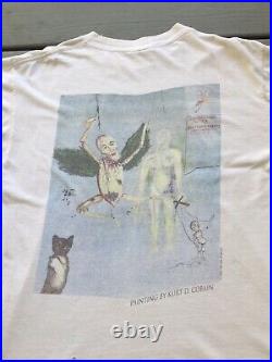 Vintage 1994 Kurt Cobain Death Memorial Band Tour Nirvana T-Shirt 90s Lg