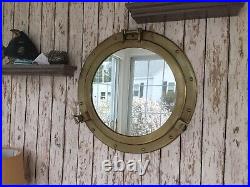 Vintage 20 Porthole Mirror Antique Brass Finish Nautical Wall Decor Large