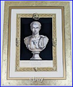 Vintage 20thC GILT FRAMED LITHOGRAPH Bust ROMAN Emperor CALIGULA L&JG STICKLEY