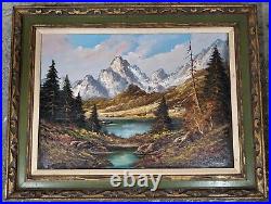 Vintage 20th C Framed TOWNSCAPE OIL PAINTING Mountain House SWISS ALPS by PETERS