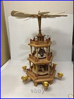 Vintage 3 Tier Christmas Pyramid Nativity Carousel Windmill 18 Tall German