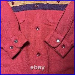 Vintage 50s Sears Roebuck Pilgrim Wool Blend Striped Button Up Shirt Large