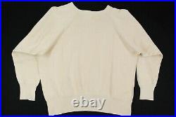Vintage 50s Wide Long Rib Crewneck Sweatshirt Tan Beige Blank Mens L Pep Shirt