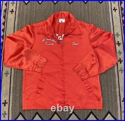Vintage 60s California Bowling Shirt Satin Jacket Size Large Al Malikah Guard