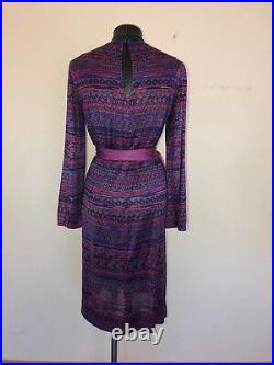 Vintage 70s Halston Purple Silk Shift Caftan Dress Large