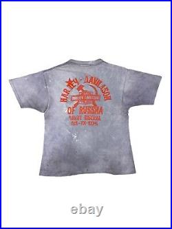 Vintage 70s Harley Davidson Of Russia T-shirt Sz Large Made in USA Mayo Spruce