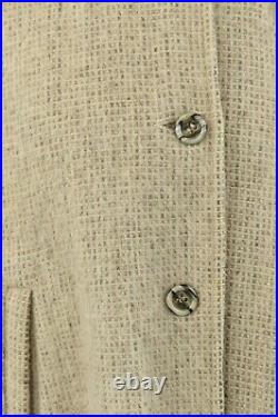 Vintage 70s Paul Harris Dark Cream Wool Knit Sweater Long Collared Cape Coat L