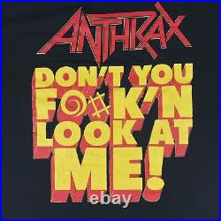 Vintage 80s ANTHRAX DONT YOU FCKING LOOK AT ME CONCERT T-Shirt L metal rock