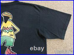 Vintage 90's Stussy Large Rootz Reggae Rasta Rydimz T-Shirt Shadowman Nike Shoes