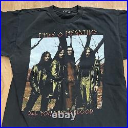 Vintage 90's Type O Negative All You Need Is Blood T-Shirt Large Blue Grape