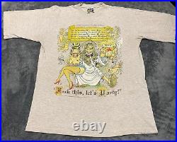 Vintage 90s Drunk Jesus Amsterdam Parody T-Shirt Size Large Sex Grunge Weed Tee