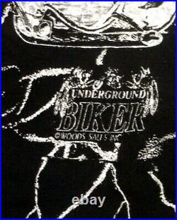 Vintage 90s NWOT all over print Lightning Underground Biker T-Shirt Nude Woman L