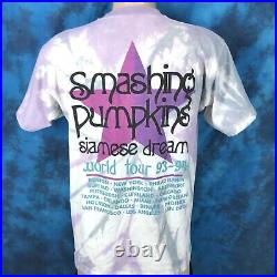 Vintage 90s SMASHING PUMPKINS SIAMESE DREAM CONCERT TIE-DYE T-Shirt L rock tour