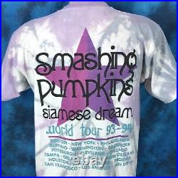 Vintage 90s SMASHING PUMPKINS SIAMESE DREAM CONCERT TIE-DYE T-Shirt L rock tour