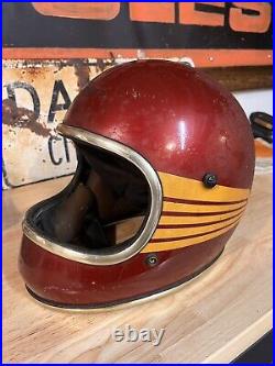 Vintage Antique Arthur Fulmer AF50 Full Face Red Gold Motorcycle Helmet L Large