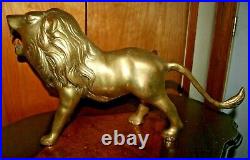 Vintage Antique Large Brass Lion Sculpture Figure Heavy 10 Pounds 23 long