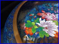 Vintage Antique Large Cloisonne 10 1/2 Bowl Beautiful Floral Pattern Striking