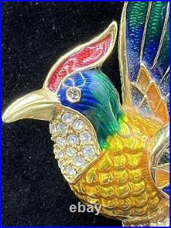 Vintage Antique Large Coro enameled Rhinestone Bird of Paradise Brooch Pin 5 7/8