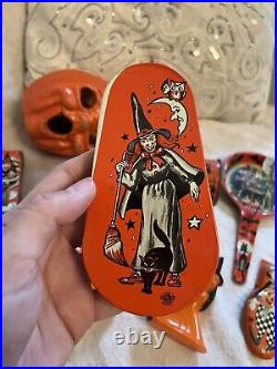 Vintage Antique Large Lot Of Haley loween Items Tin Noisemakers Rosbro Plastic +