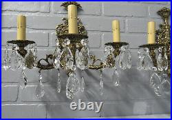 Vintage Antique Large Pair High Quality Spanish Brass Sconces 14 T by 14 W