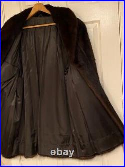 Vintage Antique Large Women's Real Mink Fur Coat Dark Brown Great Condition