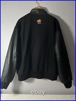 Vintage Apple Logo Jacket Mens Varsity Large Rare COLLECTORS Leather Wool