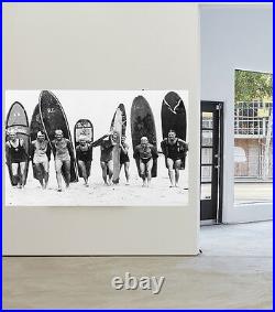Vintage Art Surfing Surf Boards Print Canvas Beach Photo Black White Large