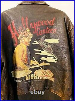 Vintage Avirex Hollywood Canteen USAAF Leather Jacket A-2 Size Mens (L)