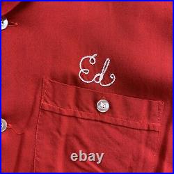 Vintage Bowling Shirt Ed Men's Size XL Olympian Red