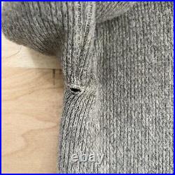Vintage Campus Mohair Cardigan Large Tall Gray 70s Wool Sweater Kurt Cobain