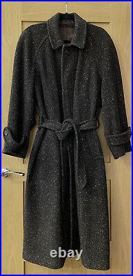 Vintage Charlys Company Herringbone Brown Wool Maxi Winter Coat Size14/16