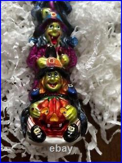Vintage Christopher Radko Halloween Witches Ornament Triple Trouble NWT Rare