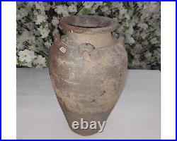 Vintage Clay Vase Large Antique Clay Pot with Handle Primitive Rustic Water Pot