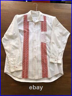Vintage Comme Des Garcons CDG Button Down Shirt embroidered tuxedo pleated red L