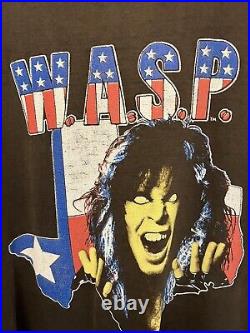 Vintage Cygnus Wasp Band T Shirt W. A. S. P. World Domination Texas L Distressed