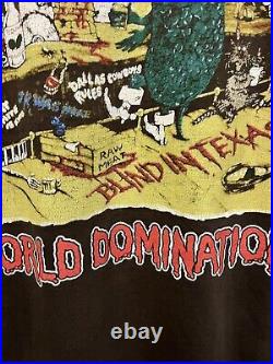 Vintage Cygnus Wasp Band T Shirt W. A. S. P. World Domination Texas L Distressed