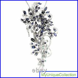 Vintage Diamond Sapphire 18K Gold Large Floral Bouquet Pendant 37.3 Grams