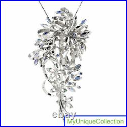 Vintage Diamond Sapphire 18K Gold Large Floral Bouquet Pendant 37.3 Grams