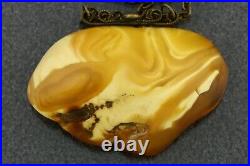 Vintage Genuine BALTIC AMBER Large Egg Yolk Chain Pendant 24.1g 211019-3