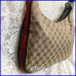 Vintage Gucci Sherry Line Brown Mono Large Shoulder Bag 14in x 12in x 2in