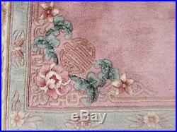 Vintage Hand Made Art Deco Chinese Carpet Pink Wool Large Rug Carpet 280x183cm