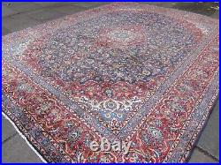 Vintage Hand Made Traditional Oriental Wool Faded Blue Large Carpet 378x295cm