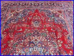 Vintage Hand Made Traditional Oriental Wool Red Blue Large Carpet 336x241cm