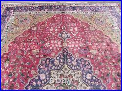 Vintage Hand Made Traditional Oriental Wool Red Blue Large Carpet 386x300cm