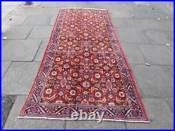 Vintage Hand Made Traditional Oriental Wool Red Blue Large Long Rug 317x134cm