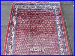 Vintage Hand Made Traditional Oriental Wool Red Pink Large Long Rug 223x117cm